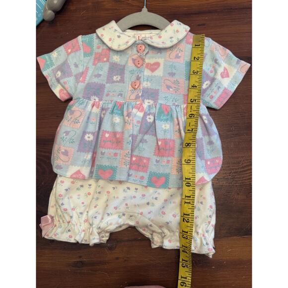 Little Red hen Vintage Baby Girl Patchwork Floral Cotton Romper 3-6 Months - Picture 8 of 14